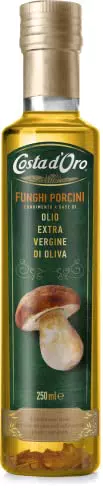 Costa d'Oro - Olio aromatizzato ai funghi porcini, 250 ml. Olio Extravergine di oliva estratto a freddo