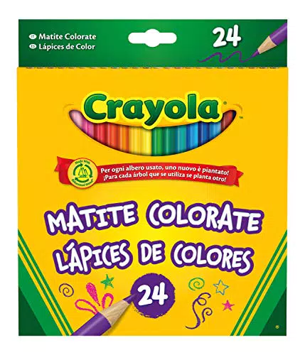 CRAYOLA - Matite Colorate, 24 Colori Assortiti, Pre-temperate