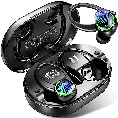 Cuffie Bluetooth Sport, Auricolari Bluetooth 5.3 HiFi Stereo Cuffie Wireless HD Mic Chiamata Cancellazione Rumore 50Ore Cuffiette Bluetooth con Display LED