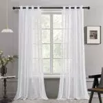 Deconovo Tende Soggiorno Moderne 2 Pezzi Trasparenti in Voile per Cameretta Bambini Interni 140x175 CM Bianco