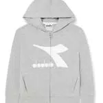 Diadora JU.Hoodie FZ, Light Middle Gray Melange, XL Bambini e Ragazzi