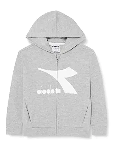 Diadora JU.Hoodie FZ, Light Middle Gray Melange, XL Bambini e Ragazzi