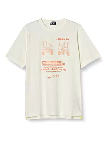 Diesel T-just-slits-g1, T-Shirt Uomo, Bianco, XL