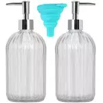Dispenser Sapone Cucina, RABBITXOCO 18oz/500ml set Da 2 Vetro Portasapone Liquido Bagno Dispenser Sapone Bagno Porta per Porta Sapone Liquido Mani