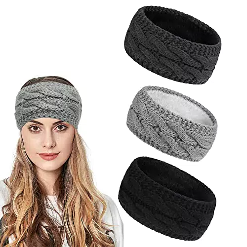 Elastiche da Donna per l’inverno, 3 Pcs Fascia Capelli Caldo Fasce per Capelli Donne Turbante Fascia All'uncinetto Cerchietto