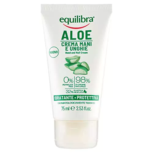 Equilibra Corpo, Aloe Crema Mani e Unghie, Crema Mani a Base di Aloe Vera