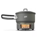Esbit Set di cottura a combustibile secco - Fornello da campeggio all'aperto da 1000 ml con pentola in alluminio - Impugnature pieghevoli - Set di fornelli da campeggio