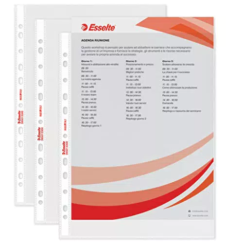 Esselte Buste Perforate Standard, in PPL Antiriflesso
