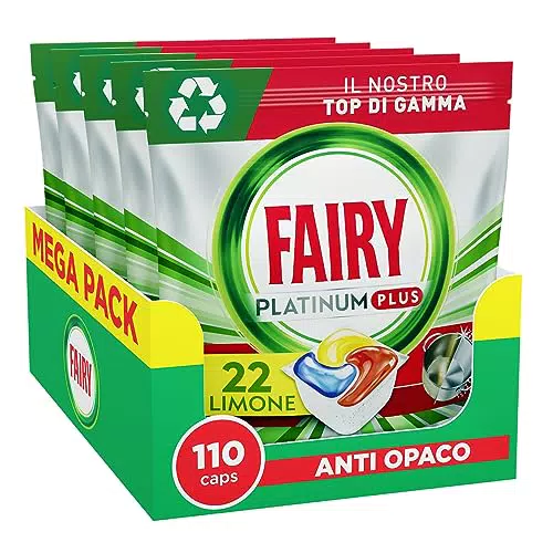 Fairy Platinum Detersivo Pastiglie Lavastoviglie Plus, 110 Capsule Limone
