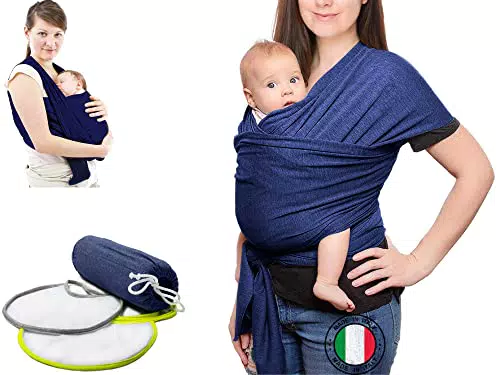 Fascia Porta Bebe Con 2 Bavaglini Inclusi - Fascia Neonato Porta Bebe In Cotone Organico - Marsupio Bambino In Tessuto Morbido