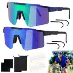 FCXQG Occhiali Ciclismo Uomo 2PCS Veloci UV400 Polarizzati Uomo è Adatto Per L'uso Quotidiano o Attività All'aperto Sportivi Uomo Con 4PCS Occhiali Gamba 2PCS Scatola Di Sacchetto Panno Per Occhiali