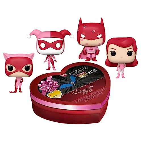 Funko Pocket POP! DC Valentine Box 4 Pieces - Batman - - DC Comics - Portachiavi - Mini Figura in Vinile da Collezione Novità Portachiavi - Riempitivi per Calze - Idea Regalo