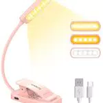 GARITE Luce da Lettura, Lampada da Lettura Ricaricabile USB con 10 LED 3 Modalità Dimmerabile Clip per la Cura Degli Occhi per E-Reader
