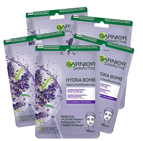 Garnier Maschera in Tessuto Skin Active Hydra Bomb, Super Idratante ed Effetto Relax