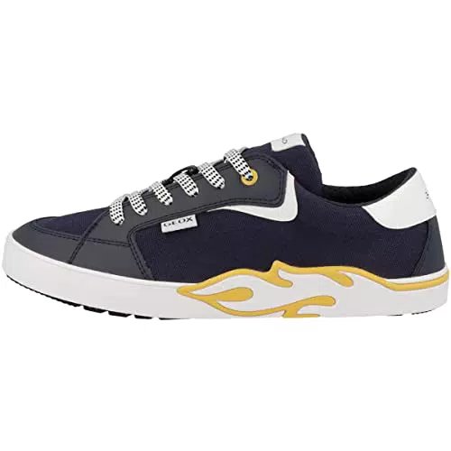 Geox J Alphabeet Boy, Scarpe da Ginnastica, Navy/Yellow
