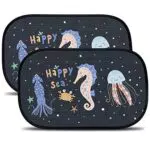 GOHHME Tendine Parasole Auto Bambini 2 Pezzi Parabrezza Finestrino Laterale Parasole Autoadesivo Auto Tende da Sole per Esterno Protezione Solare Raggi UV Design Neonati E Bimbi 51 x 31 cm