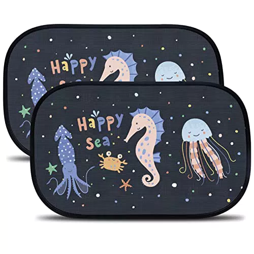 GOHHME Tendine Parasole Auto Bambini 2 Pezzi Parabrezza Finestrino Laterale Parasole Autoadesivo Auto Tende da Sole per Esterno Protezione Solare Raggi UV Design Neonati E Bimbi 51 x 31 cm