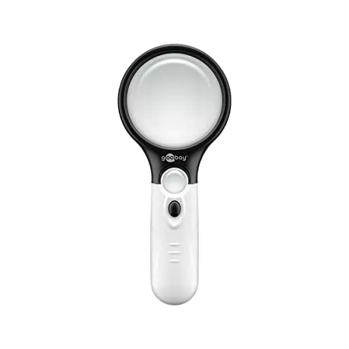 Goobay Lente d'ingrandimento 41255 con luce LED - Alta chiarezza - Lente d'ingrandimento senza distorsioni con ingrandimento 2x e 12x - lente d'ingrandimento