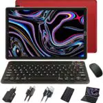 GOODTEL 2023 Tablet 10 Pollici 10GB RAM + 64GB ROM, con Custodia, Tastiera e Mouse, Rosso