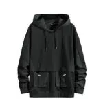 GURUNVANI Felpa da uomo con cappuccio a contrasto patchwork con cappuccio Big Pockets
