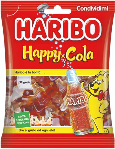 Haribo Happy Cola, Caramelle Gommose, Gusto Cola, Ideali per Feste e Dolci Momenti di Relax - 265gr