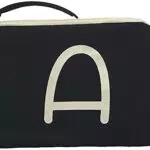 Hello-Bags. Borsellino/Portafoglio/Portacarte di credito. Esterno: 100% cotone. Con cerniera e fodera interna. Include una bella busta regalo kraft. A. Colore: Écru/Nero. Misure: 14 * 10 cm