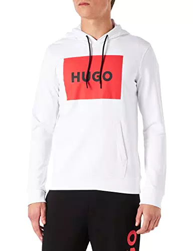 HUGO Duratschi223 Felpa con Cappuccio, Bianco 100