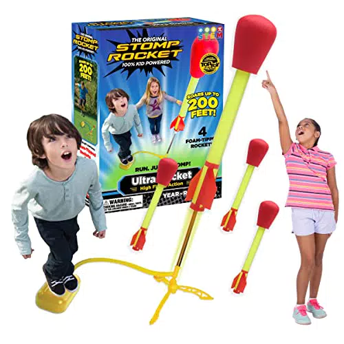 Il lanciarazzi originale Stomp Rocket Ultra, 4 razzi e lanciarazzi ad aria giocattolo - Regalo stelo per razzo all'aperto per ragazzi e ragazze dai 5 anni in su - Ottimo per giochi all'aperto