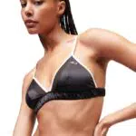 KARL LAGERFELD Donna Reggiseno a triangolo in raso bicolore Nero XL