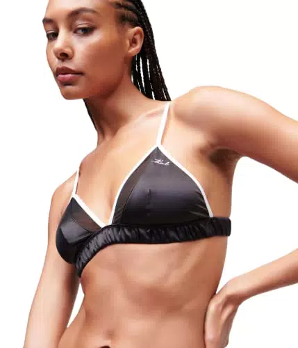KARL LAGERFELD Donna Reggiseno a triangolo in raso bicolore Nero XL