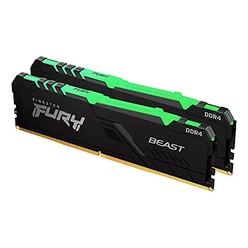 Kingston FURY Beast RGB 16GB 3600MT/s DDR4 CL17 Memoria Gaming Kit per Computer Fissi Kit da 2 KF436C17BBAK2/16