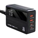 LDNIO Caricatore USB C 100W, Alimentatore Multiplo 4 porte con GaN Tech e Display LCD