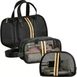 LEcylankEr Beauty Case da Donna a Rete, 3 Pezzi Borsa per Toilette con Cerniera Trasparente