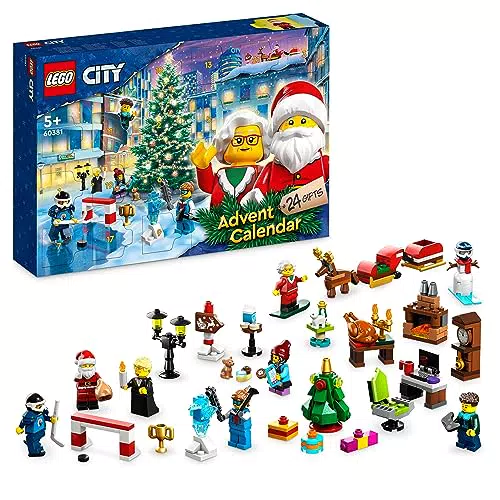 LEGO City 60381 Calendario dell'Avvento 2023, con 24 regali tra cui minifigure di Babbo Natale e renne