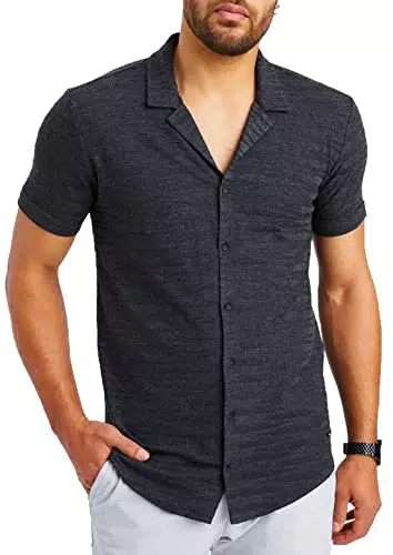Leif Nelson LN55250 - Camicia da uomo a maniche corte estiva da spiaggia