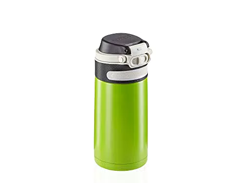 Leifheit Flip Borraccia termica 350 ml, Borraccia acciaio con chiusura ermetica e resistente al calore