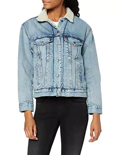 Levi's Ex-Bf Sherpa Trucker, Giacca In Jeans Donna, Blu