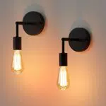 Lightess Lampada da Parete Industriale Vintage 2 Pezzi Applique a Muro Metallo Girevole Lampada Retrò Orientabile Illuminazione E27 per Interni Nero Luce per Bar Luci decorative per Studio