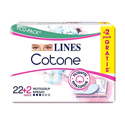 Lines Cotone Assorbenti Salvaslip Ripiegati x22+2