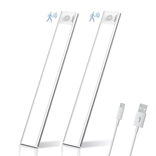 Luce Armadio 52LED con Sensore Movimento, Ricaricabile Barra Led Lampada Sottopensile Cucina Senza Fili