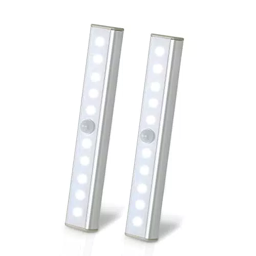 Luci LED Per Armadio, 10 LED, Luce bianca 6500K, Sensore di Movimento