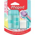 Maped Temperamatite a 2 fori Connect con gomma senza PVC + 1 gomma di ricarica media - Colore pastello casuale blu