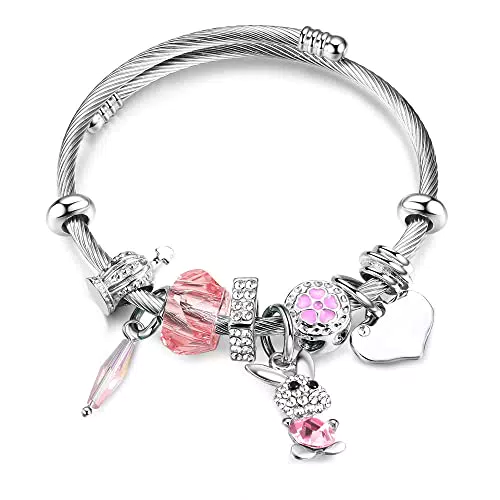 Milacolato Charm Bracciale Sparkly Crystal Beads Fox Rabbit Braccialetti Di Charme Regolabili Fatti a Mano Per Donne Ragazze Gioielli Regali