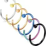 Milacolato G23 Titanio 18G 20G Anelli Al Naso per Le Donne Degli Uomini 8mm 10mm 12mm Anello Al Naso Del Cerchio Disco Ipoallergenico Narice Body Piercing Anelli Gioielli Unisex