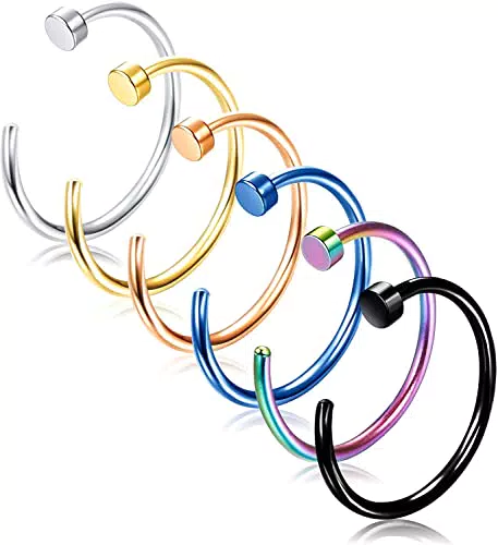 Milacolato G23 Titanio 18G 20G Anelli Al Naso per Le Donne Degli Uomini 8mm 10mm 12mm Anello Al Naso Del Cerchio Disco Ipoallergenico Narice Body Piercing Anelli Gioielli Unisex