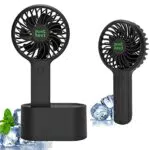 Minthouz Ventilatore Portatile 90° Automatica Rotazione - Ventilatore USB Ricaricabile Mute Mini Ventola da Tavolo - 3 Velocità e 2000mAh Batteria Incorporata per Interni Campeggio