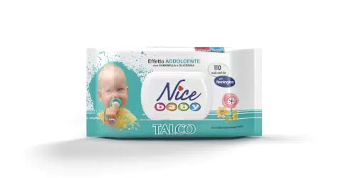 Nice - Salviette Detergenti per Bambini e Neonati - Con Camomilla e Glicerina - Profumazione Delicata al Talco - Dermatologicamente Testate - Formato: 110 Salviette -