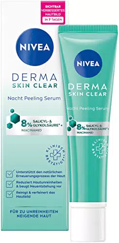 NIVEA Derma Skin Clear Night Peeling Siero, anti brufoli per una pelle visibilmente migliorata