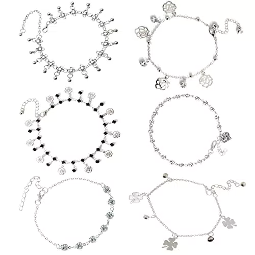 NMBCH Cavigliera Donna Motivo Floreale Set, 10 Pezzi Boho Cavigliera Set Donna
