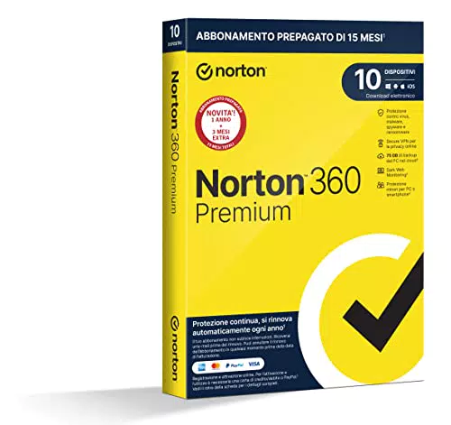Norton 360 Premium 2024, 10 dispositivi, prodotto fisico